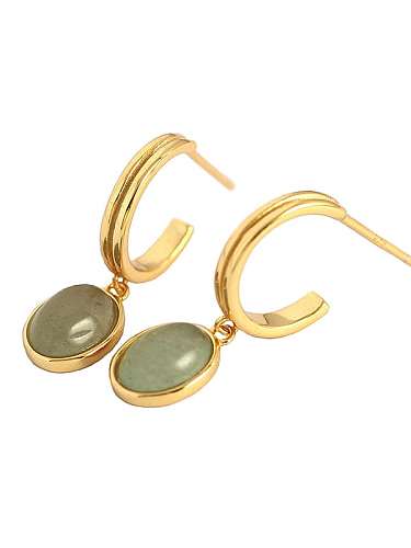 Boucles d'oreilles goutte vintage géométrique jade en argent sterling 925