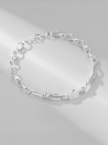 925 Sterling Silver Geometric Minimalist Winding Braided Irregular Bracelet