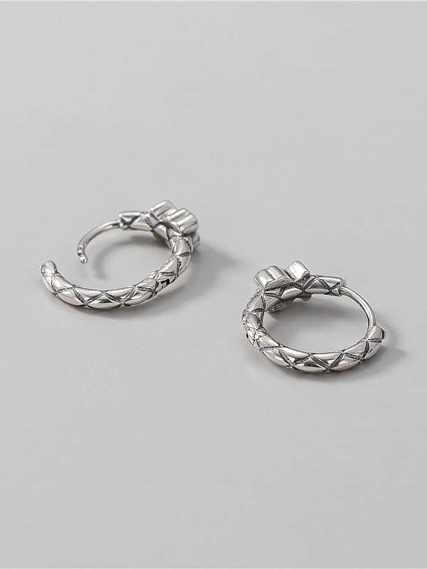 925 Sterling Silver Bear Vintage Huggie Earring