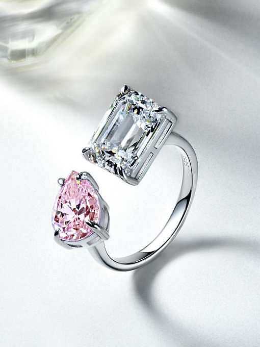 Anel de luxo prata esterlina 925 alto carbono diamante gota de água