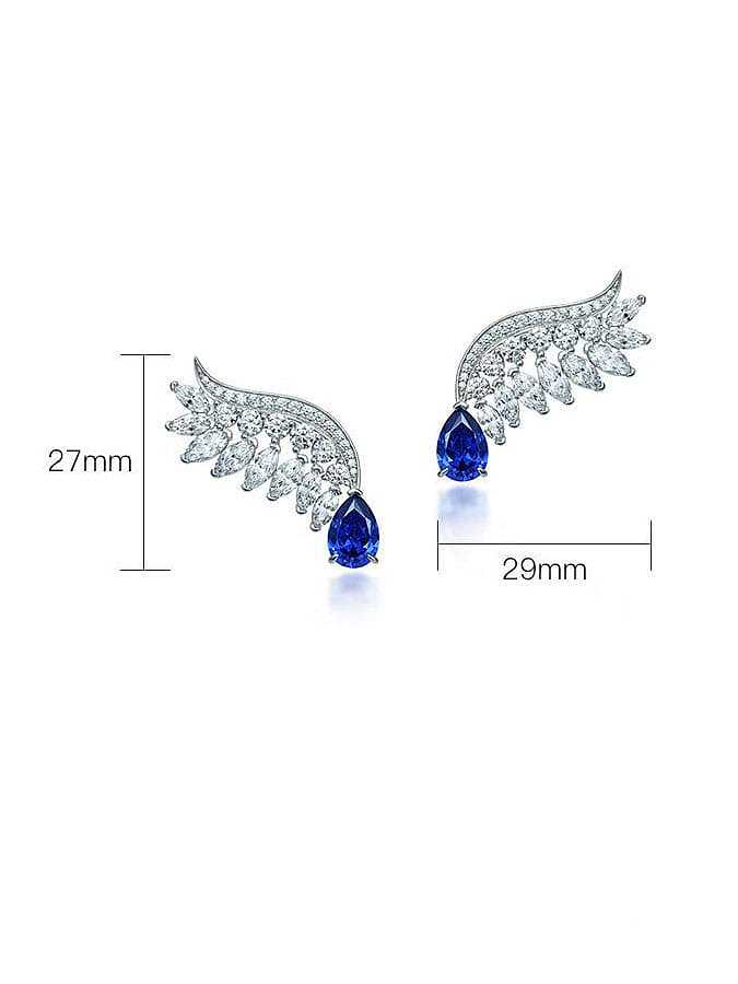 Boucles d'oreilles de luxe en argent sterling 925 avec aile de diamant à haute teneur en carbone