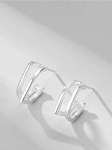 925 Sterling Silver Double layer Geometric Minimalist Stud Earring