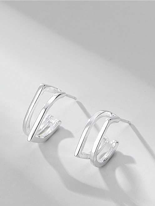 Boucles d'oreilles minimalistes géométriques à double couche en argent sterling 925