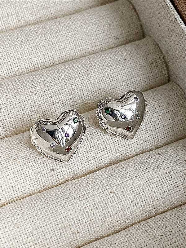 925 Sterling Silver Cubic Zirconia Heart Trend Stud Earring