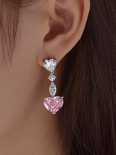 Boucles d'oreilles en argent sterling 925 avec diamants et diamants à haute teneur en carbone