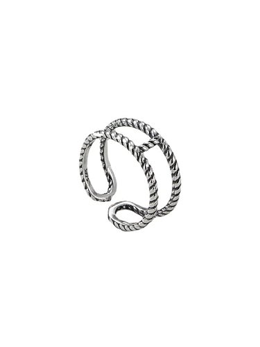 925 Sterling Silver Irregular Vintage Stackable Double Twist Ring