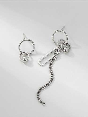 925 Sterling Silver Asymmetrical Tassel Vintage Threader Earring