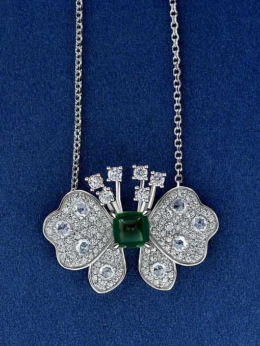Luxus-Halskette aus 925er Sterlingsilber mit Diamanten und Schmetterlingen mit hohem Kohlenstoffgehalt