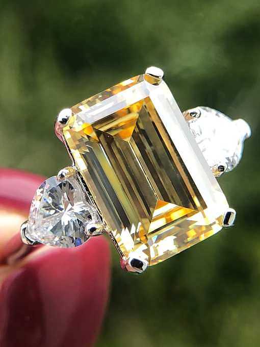 Geometrischer zierlicher Ring aus 925er Sterlingsilber mit hohem Karbondiamanten