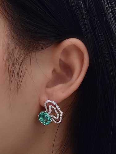 Boucles d'oreilles de luxe géométriques en argent sterling 925 avec diamants à haute teneur en carbone