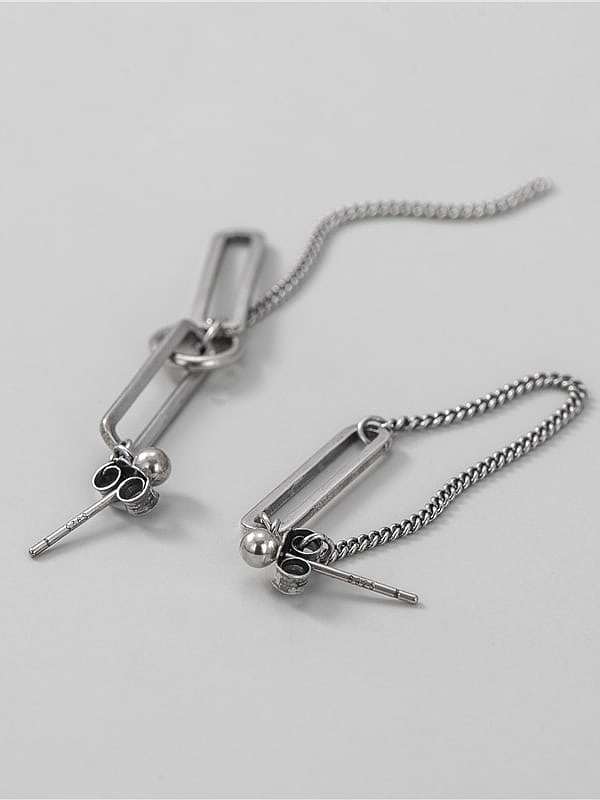925 Sterling Silver Tassel Vintage Asymmetric Chain Drop Earring