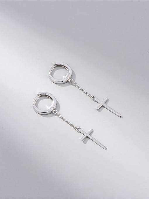 925 Sterling Silver Cross Minimalist Drop Earring