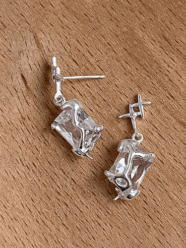 925 Sterling Silver Cubic Zirconia Geometric Vintage Earring