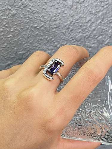 925 Sterling Silver Cubic Zirconia Geometric Vintage Band Ring