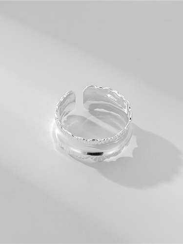 Anel de banda minimalista geométrico liso de prata esterlina 925