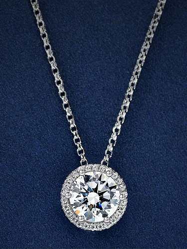 Collar de lujo geométrico blanco con diamante de alto carbono de plata de ley 925