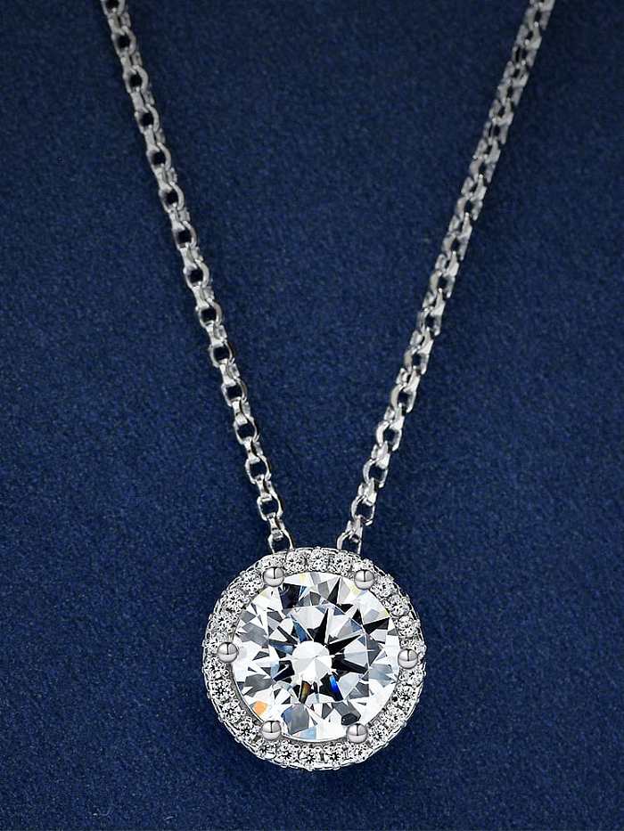 Colar de luxo geométrico branco diamante prata esterlina 925 alto carbono