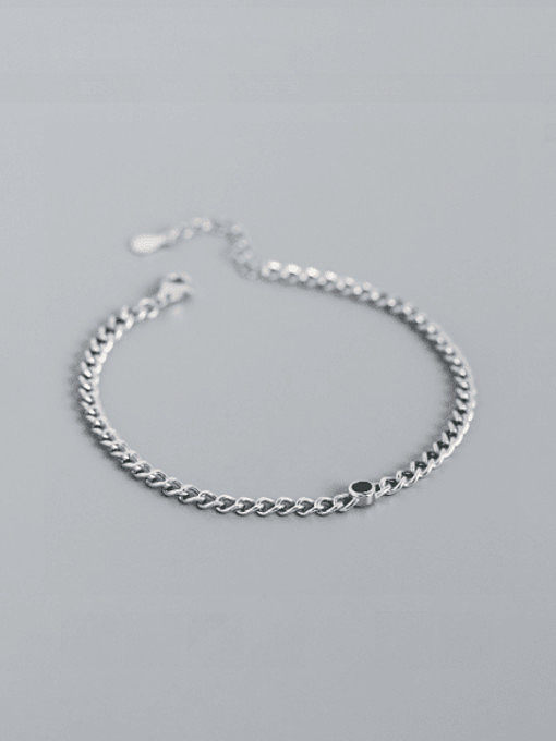 925 Sterling Silver Cubic Zirconia Geometric Vintage Charm Bracelet