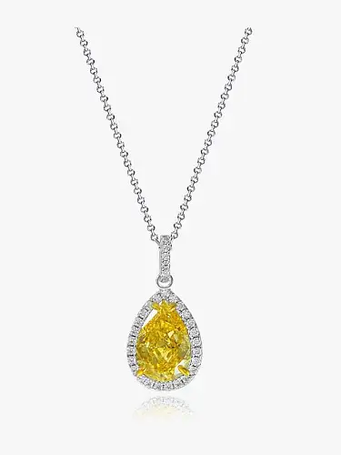 925 Sterling Silver High Carbon Diamond Water Drop Dainty Necklace