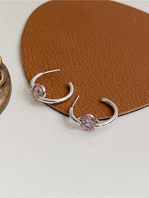 Boucles d'oreilles vintage géométriques en argent sterling 925 avec oxyde de zirconium