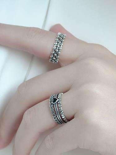 925 Sterling Silver Weave Twist Vintage Band Ring