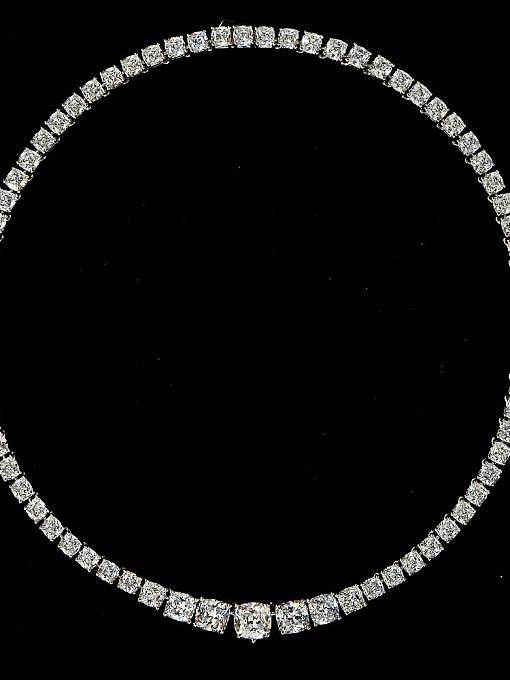 Luxus-Halskette aus 925er Sterlingsilber mit hohem Kohlenstoff-Diamant und gelben Wassertropfen