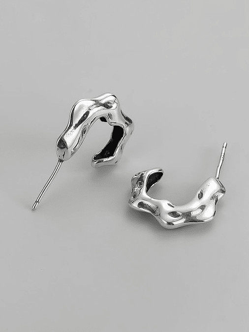 925 Sterling Silver Irregular Minimalist Stud Earring