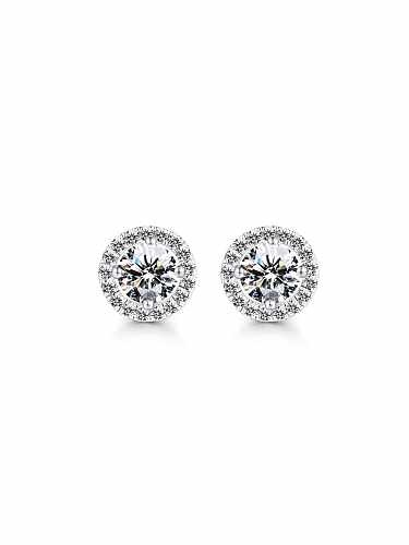 925 Sterling Silver High Carbon Diamond Round Dainty Stud Earring