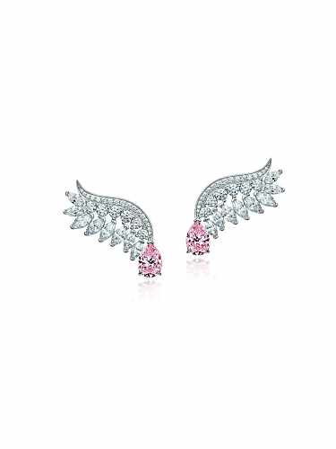 Boucles d'oreilles de luxe en argent sterling 925 avec aile de diamant à haute teneur en carbone