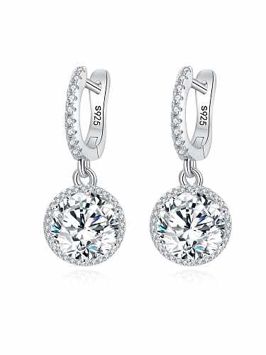 Boucles d'oreilles pendantes géométriques en argent sterling 925 avec diamants à haute teneur en carbone