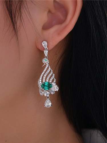 Boucles d'oreilles de luxe en forme de cygne en argent sterling 925 avec diamants à haute teneur en carbone