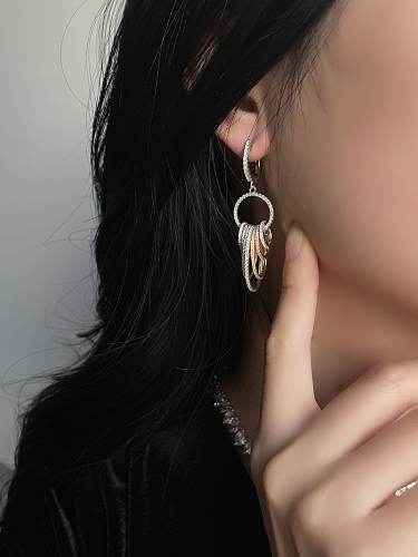 Boucles d'oreilles en argent sterling 925 à haute teneur en carbone et diamants