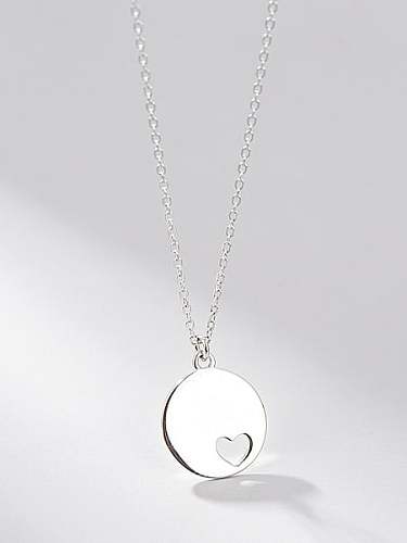 Runde minimalistische hohle Herz-Halskette aus 925er Sterlingsilber