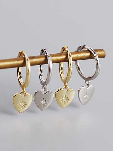 Boucle d'oreille Huggie minimaliste en forme de cœur avec strass en argent sterling 925