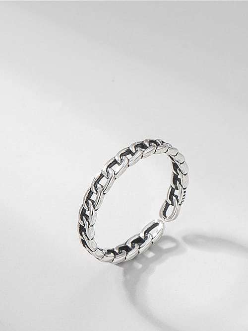 925 Sterling Silver Geometric Vintage Band Ring