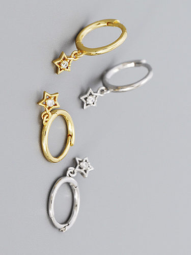 925 Sterling Silver Cubic Zirconia Star Vintage Stud Earring