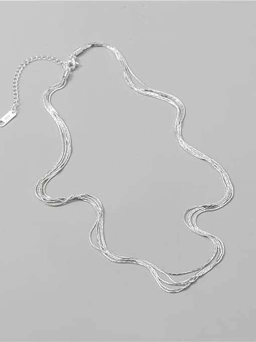 925 Sterling Silver Irregular Trend Multi Strand Necklace