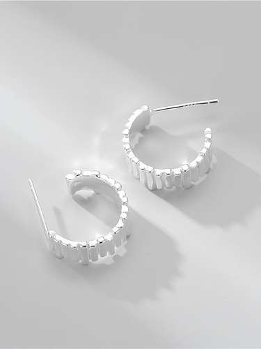 925 Sterling Silver C Shape Line Splicing Minimalist Stud Earring