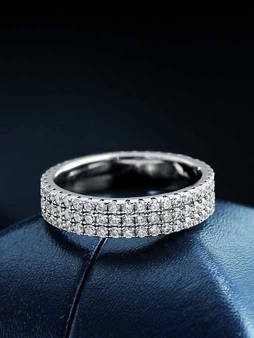 Anillo delicado geométrico de diamante de alto carbono de plata esterlina 925
