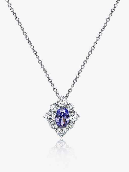 Pingente de luxo flor diamante prata esterlina 925 alto carbono