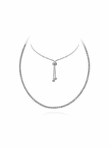 925 Sterling Silver High Carbon Diamond Dainty Choker Necklace