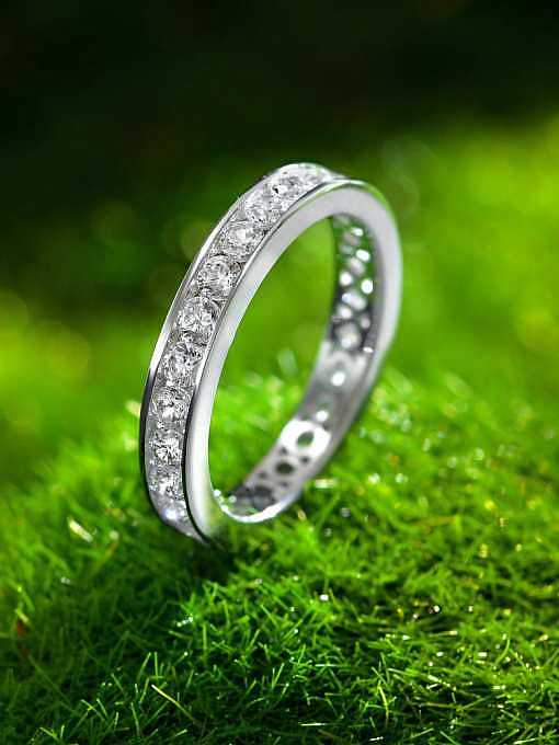925 Sterling Silber High Carbon Diamant roter geometrischer zierlicher Bandring