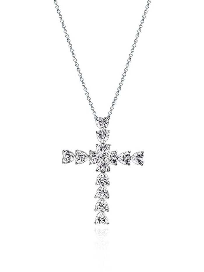 Collier de luxe en croix de diamant à haute teneur en carbone en argent sterling 925