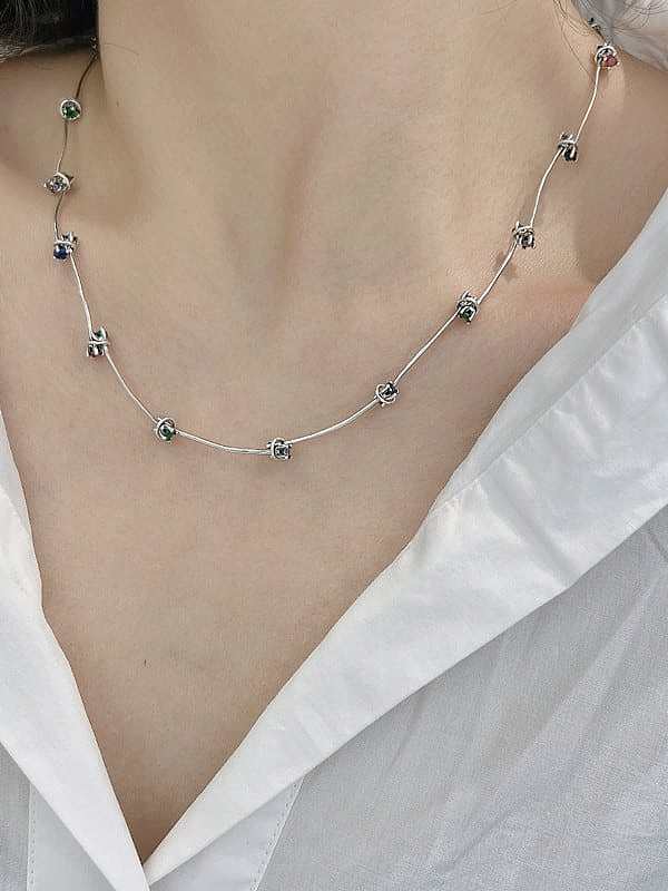 925 Sterling Silver Cubic Zirconia Vintage Necklace