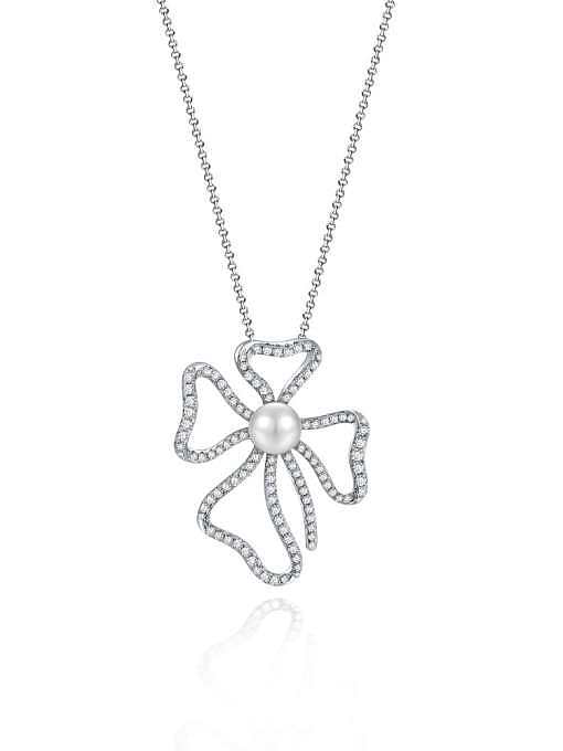 925 Sterling Silber Süßwasserperlen-Blumen-Luxus-Halskette