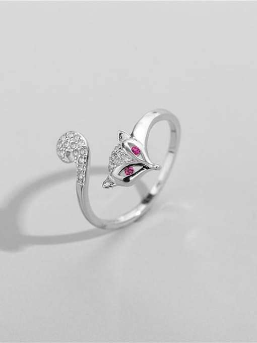 925 Sterling Silver Cubic Zirconia Fox Cute Band Ring
