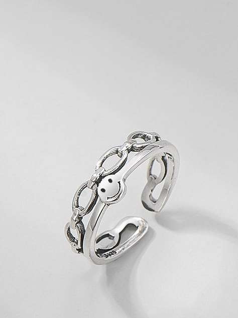 925 Sterling Silver Smiley Vintage Stackable Ring