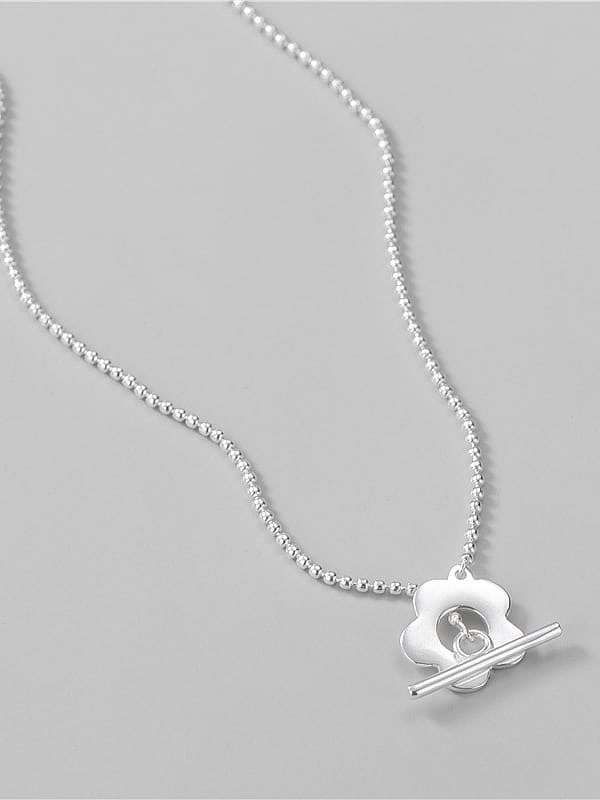 925 Sterling Silber Blume minimalistische Perlenkette Halskette