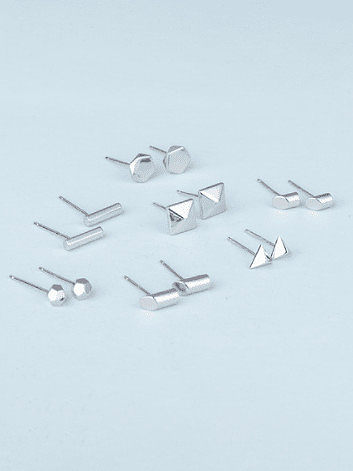 Geometrischer minimalistischer Ohrstecker aus 925er Sterlingsilber