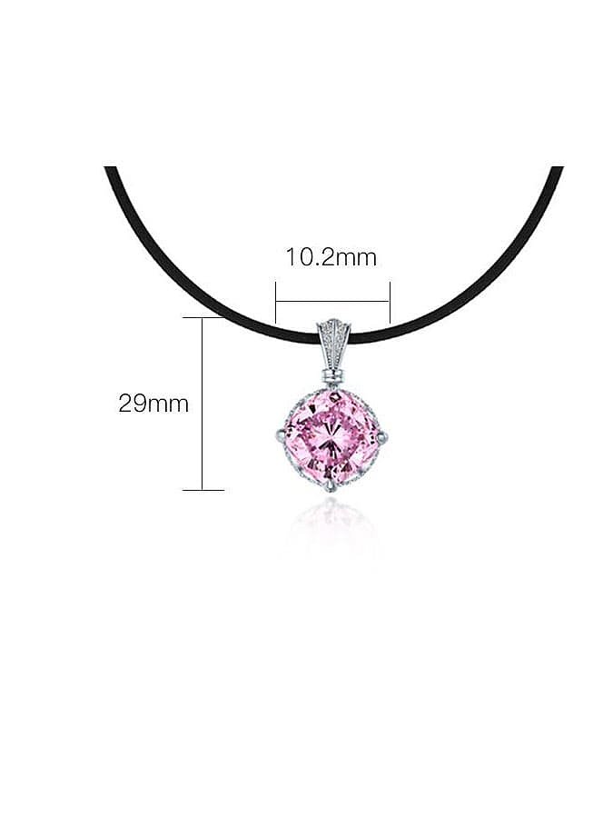 925 Sterling Silver High Carbon Diamond Artificial Leather Round Dainty Choker Necklace